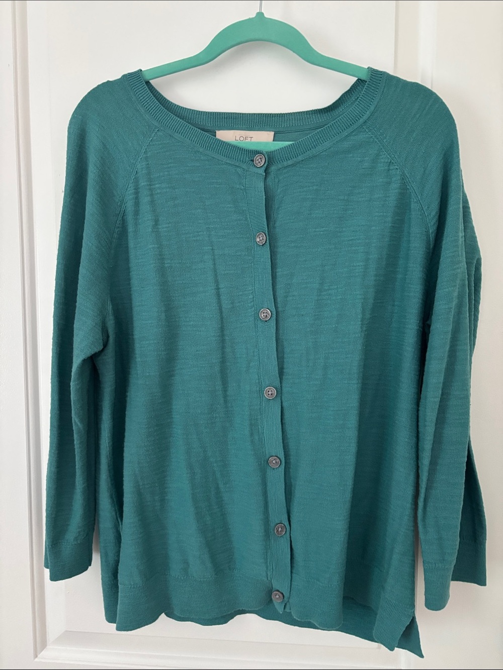 LOFT Teal Green Button-Down Cardigan